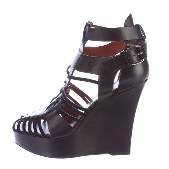 Givenchy Corinne Huarache Leather Sandal Wedges - Picture 2 of 16